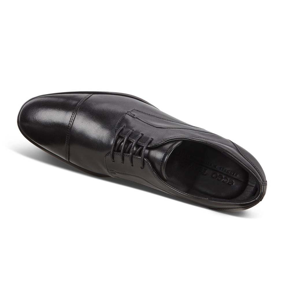 Men's Ecco Citytray Cap Toe Dress Shoes Black | Canada 508NWY